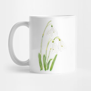 3 snowdrops flowers watercolor Mug